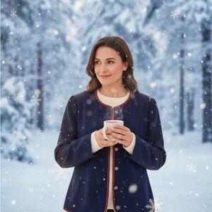 Vintage Pablo Collection Blue Military Jacket – Red Trim, Gold Buttons (1990s)